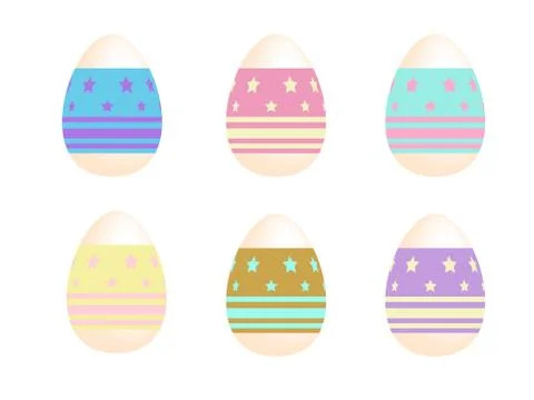 Mix Easter eggs for Easter holidays line star pattern in pastel color design  Stock Illustration