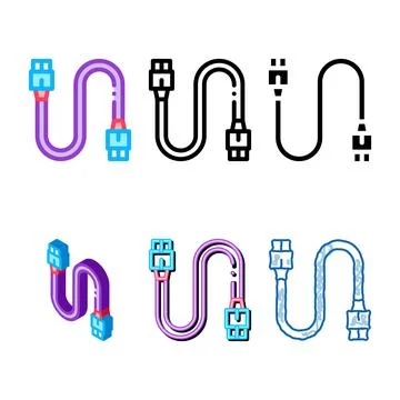 Mix electonic cord computer detail color icon vector イラスト素材