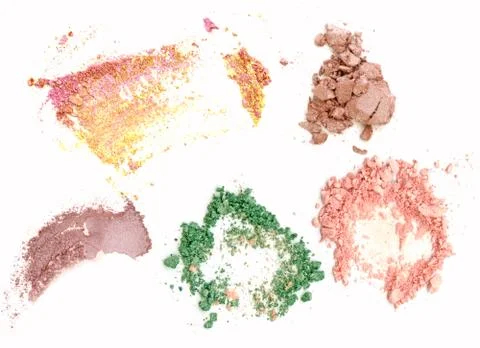 Mix eyeshadow crushed sample isolated on white Stock Photos
