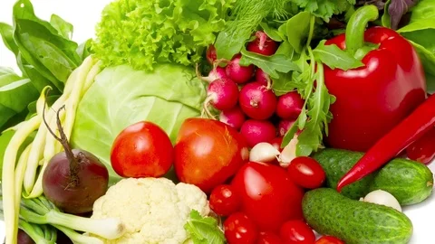 Mix of fresh vegetables rotate zoom out 库存影片 75252353