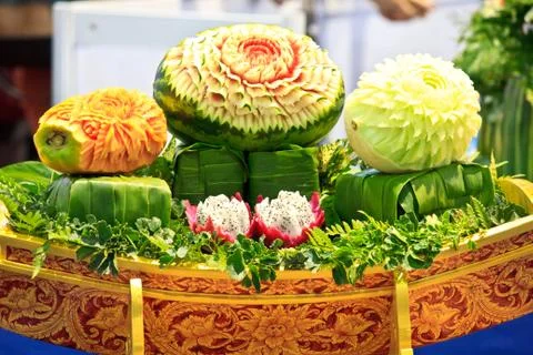 Mix fruit carving 2 스톡 사진