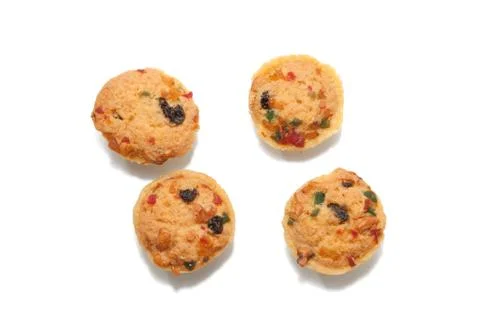 Mix Fruit Cookie Cup on white background Stock Photos