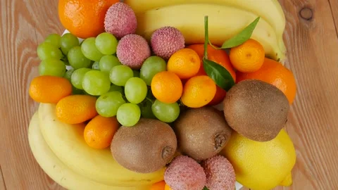 Mix of fruit on a plate. Stock Footage 232251221