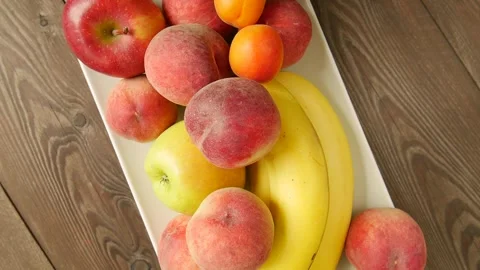 Mix of fruit on a plate. Stock Footage 297097795