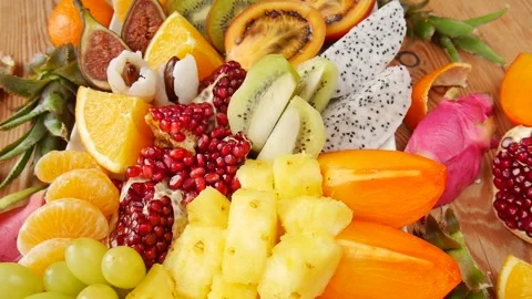 Mix of fruits on the table. 스톡 동영상 241483072