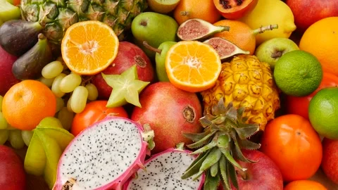 Mix of fruits on the table. Stock Footage 242069264
