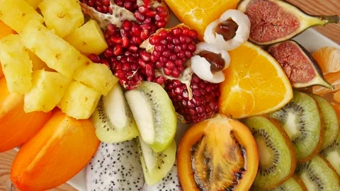 Mix of fruits on the table. Stock Footage 243341843