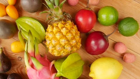 Mix of fruits on the table. Stock Footage 243475210