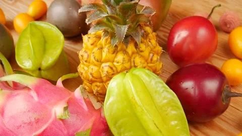 Mix of fruits on the table. Stock Footage 243698760