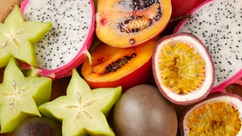 Mix of fruits on the table. Stock Footage 243837362