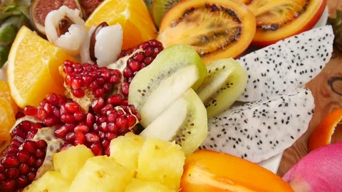 Mix of fruits on the table. Stock Footage 243838247