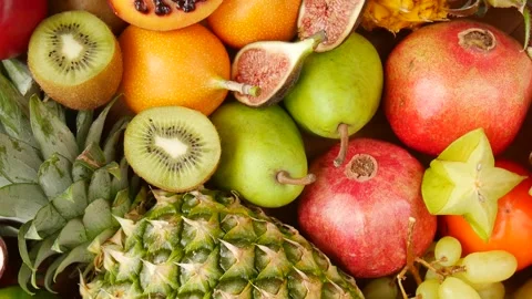 Mix of fruits on the table. Stock Footage 244380732