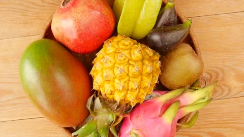 Mix of fruits on the table. Stock Footage 247816455