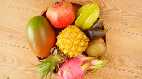 Mix of fruits on the table. Stock Footage 248118866