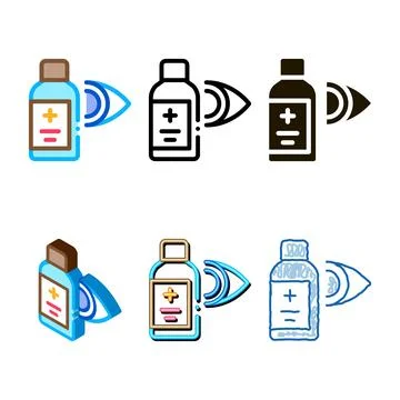 Mix glaucoma medicine vial vector outline Stock Illustration