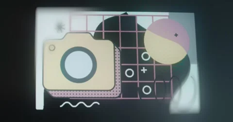 Mix of graphic elements on a grid background Stock Footage 314502904