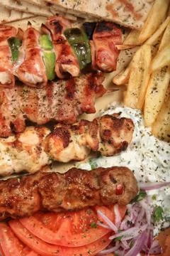 Mix grill on stick Stock Photos