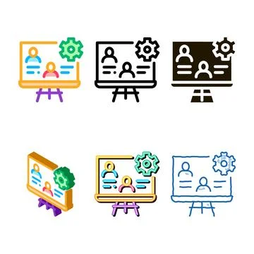 Mix human business presentation icon vector outline Stock Illustration
