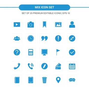 Mix icons set vector Stock Illustration