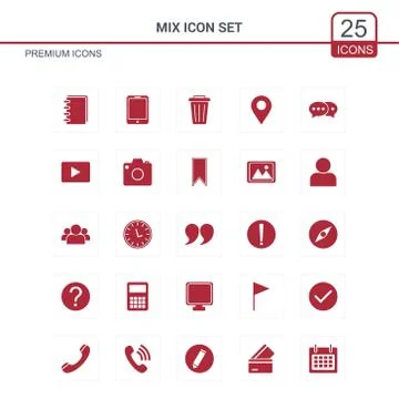 Mix icons set vector Stock Illustration