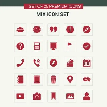 Mix icons set vector Stock Illustration