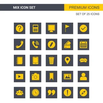 Mix icons set vector Stock Illustration