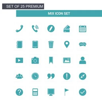Mix icons set vector Stock Illustration