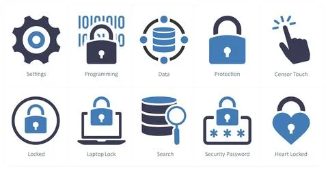 Mix icons as settings, programming, data Stock Illustration