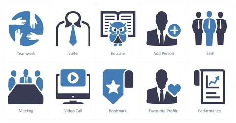 Mix icons as teamwork, suite, educate Ilustración de archivo