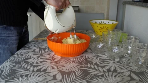 Mix the ingredients of a cake Stock Footage 123228332