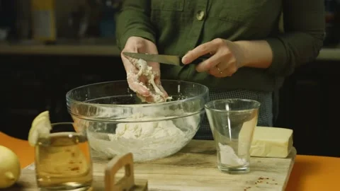 Mix the ingredients for the dough Stock Footage 165068267