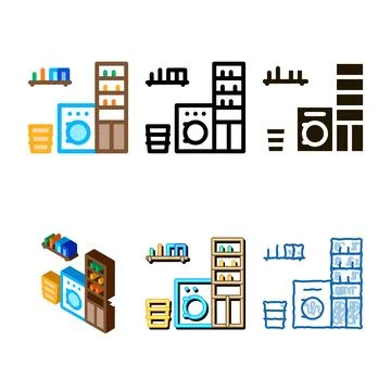 Mix laundry icon vector outline Stock Illustration