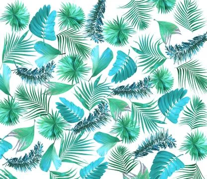 Mix leaf of palm tree background Stock Illustration