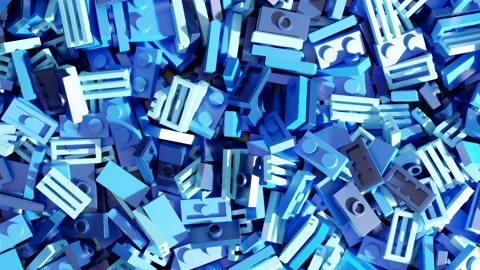 Mix of Lego Bricks in Different Shades of Blue Stock Footage 229788659