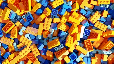 Mix of Lego Bricks in Yellow and Blue Stock Video Pond5