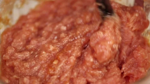 Mix meat stuffing with meat stuffing (3) Stock Footage 202233562