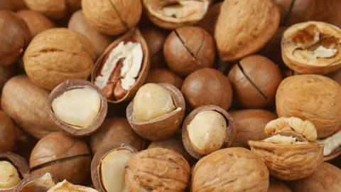 Mix of nuts in the basket. Stock Footage 224747043