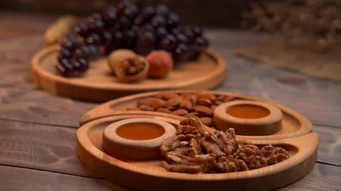 Mix of nuts in a bowl Video stock 258827205