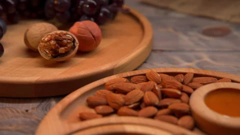 Mix of nuts in a bowl Video stock 258827474