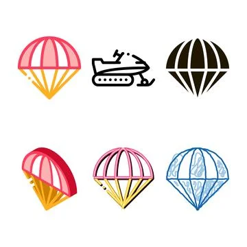 Mix parachute icon vector outline Stock Illustration