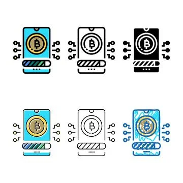 Mix payment cryptocurrency phone app color icon vector Stock Illustration