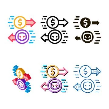 Mix payment of hacker services icon vector outline Stock Illustration