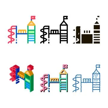 Mix playground for children icon vector outline Stock Illustration