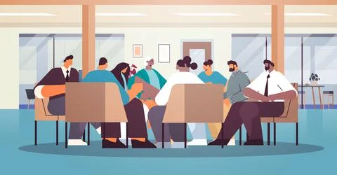 Mix race people communicating while sitting in circle therapy group meeting 스톡 일러스트
