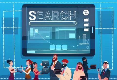 Mix Race People Group Using Gadgets Search Data Internet Concept イラスト素材