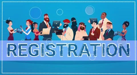 Mix Race People Group Using Gadgets Registration Log In Concept イラスト素材