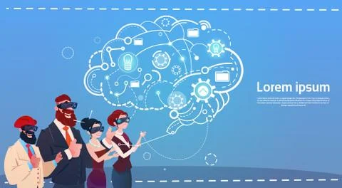 Mix Race People Group Using Gadgets Brainstorming Remote Workers Social Network Stock Illustration