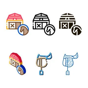Mix stable building icon vector outline Stock Illustration
