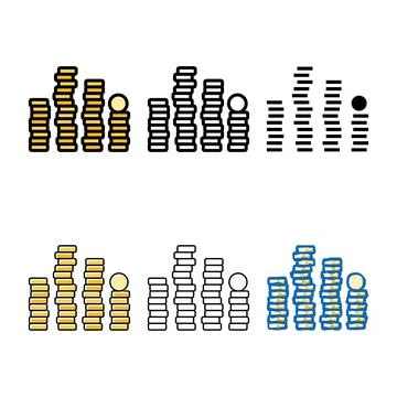 Mix stack cash bank coin color icon vector Stock Illustration