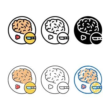 Mix surgical operation brain stroke treatment color icon vector 스톡 일러스트